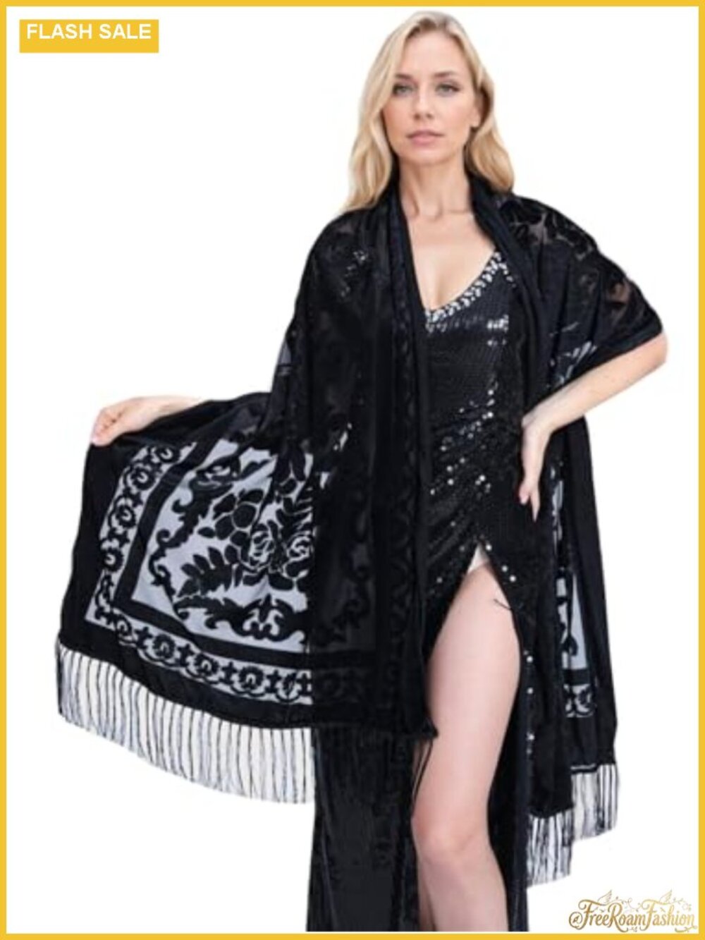 Handmade Beaded Velvet Shawl with Fringe Tassels, Indian Wraps for Women